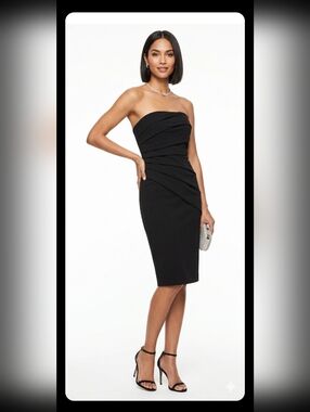White House Black Market Women Black  Strapless Night Party Dress,Size 0